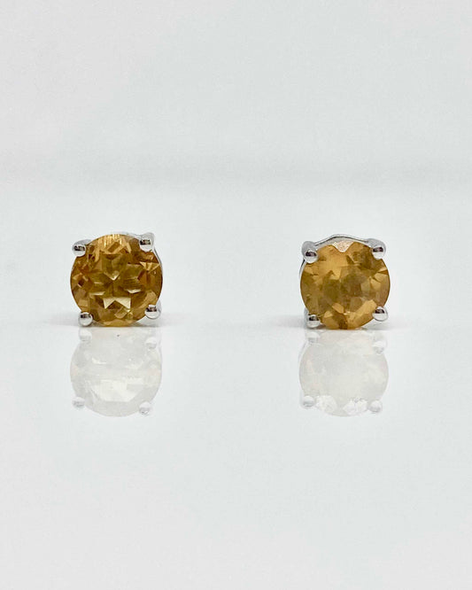 14K white gold citrine stud earrings