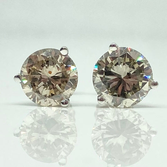 Pre-owned 14K gold cognac diamond earrings