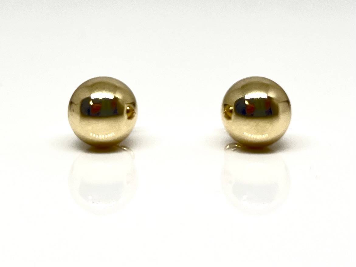 14K yellow gold 8mm gold ball stud earrings