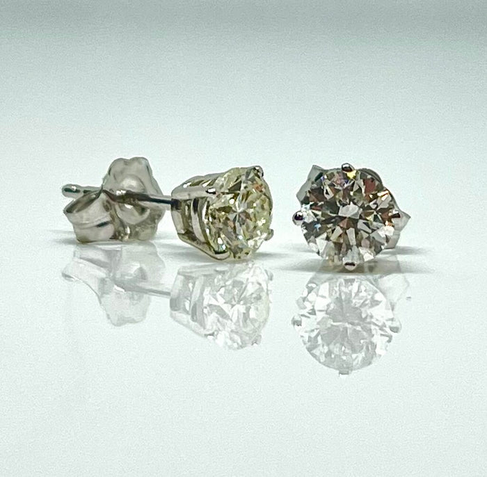 14K gold natural diamond stud earrings, 0.75 ct