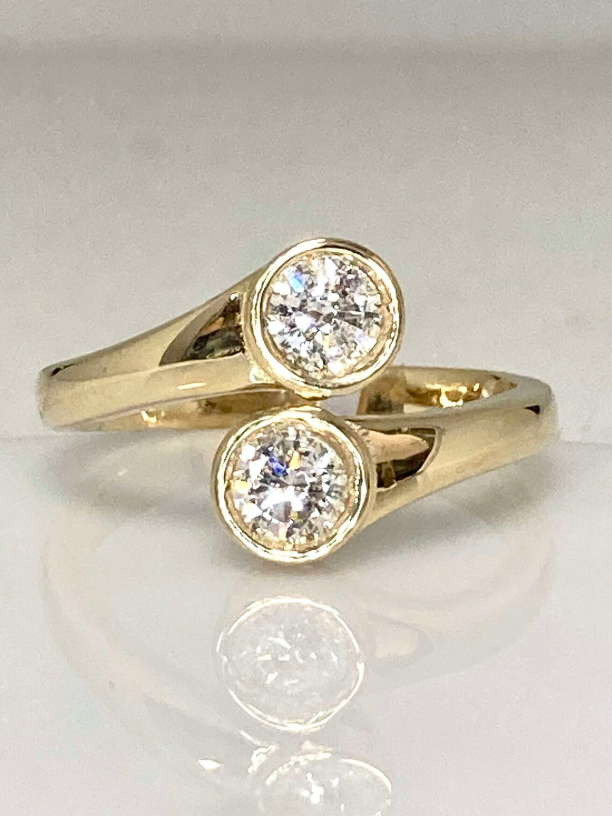 14K yellow gold two diamond fashion ring