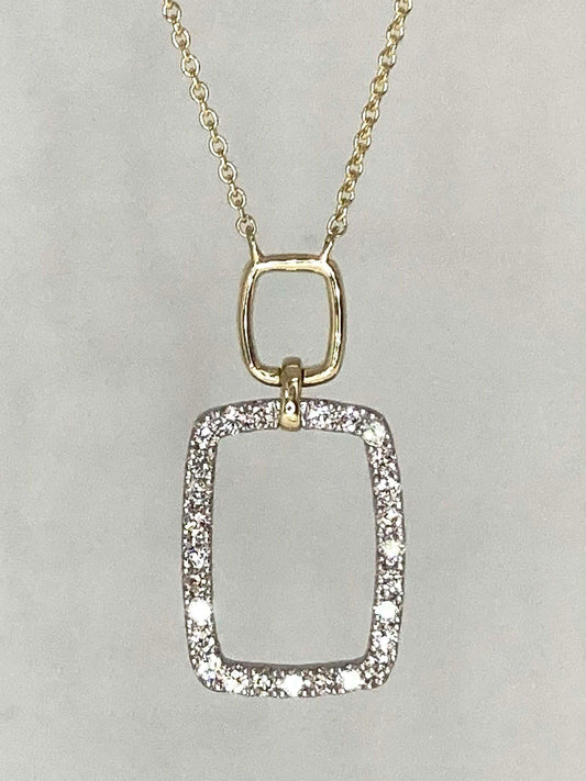 14K yellow gold and platinum diamond pendant