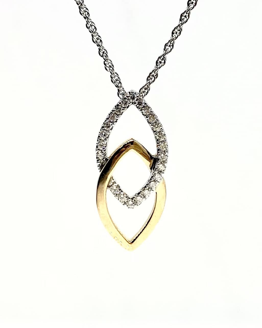 14K two-tone gold diamond pendant necklace