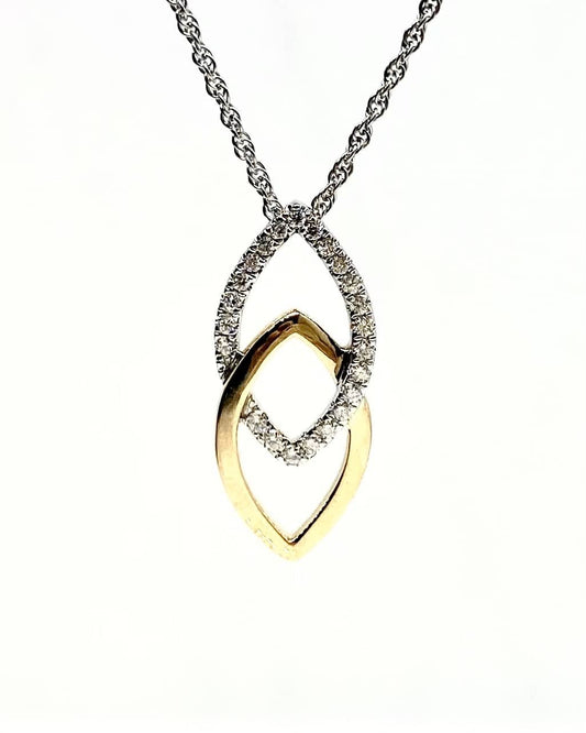 14K two-tone gold diamond pendant necklace