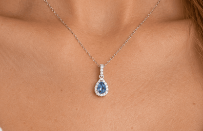 18K gold London blue topaz and diamond necklace, view 2