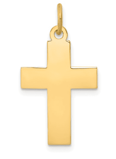 14K gold high polished cross pendant