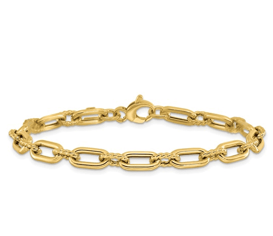 14K gold cable link bracelet