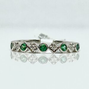 14kw .17ctw Emerald and .05ctw Diamond Ring