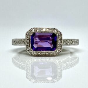 14kw Amethyst and Diamond Ring
