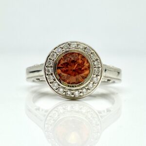14kw Diamond and Orange Sapphire Ring