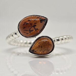 Sterling Silver (925) Bypass Amber Ring