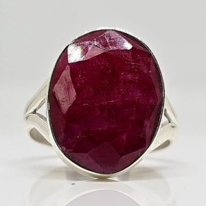 Sterling Silver (925) Rough Cut Ruby Ring