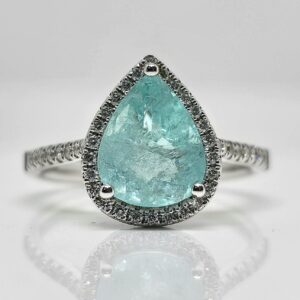 18kw 2.20ct Paraiba Tourmaline and Diamond Ring