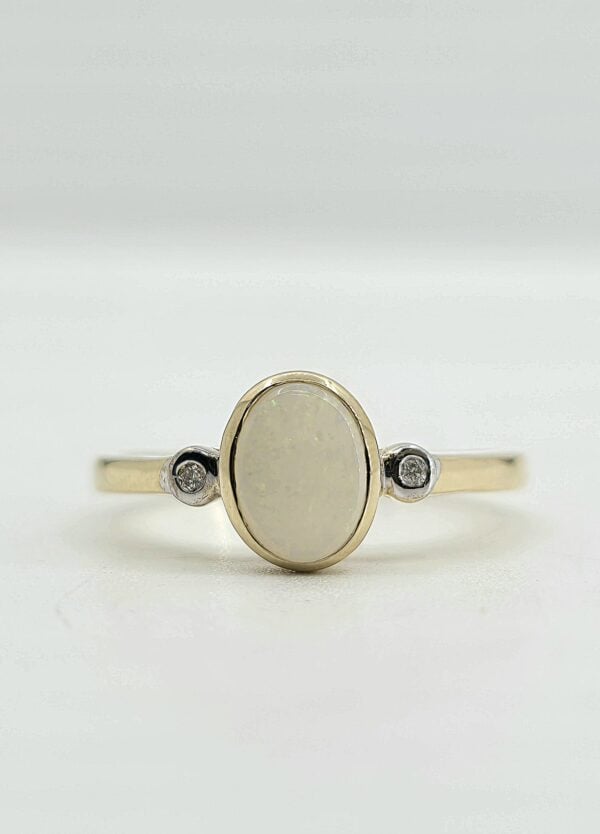 10k .57ct Opal and Diamond Ring