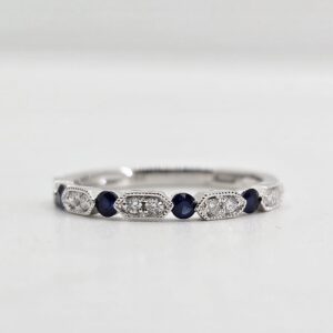14k .30ctw Sapphire and Diamond Stackable Ring