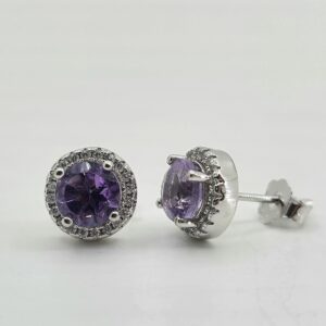 925 Amethyst and Topaz Halo Earrings
