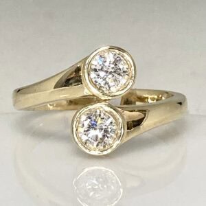14K Yellow Gold Two diamond Fashion Ring