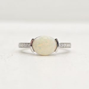 14k 1.23ct Opal and Diamond Ring