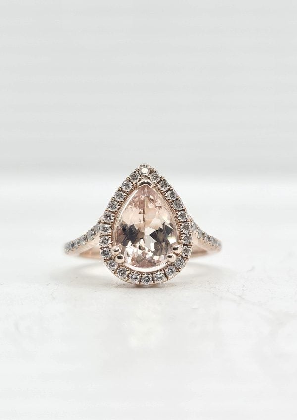 14k 1.25ct Morganite and Diamond Ring