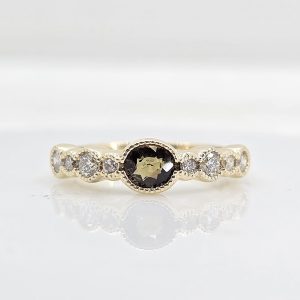 Custom 14k .58ct Natural Alexandrite and Diamond Ring