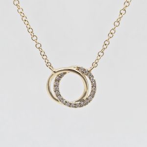14k Double Circle Diamond Necklace