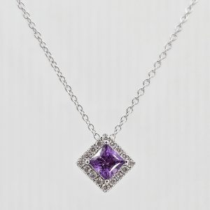 14k .36ct Purple Sapphire and Diamond Necklace