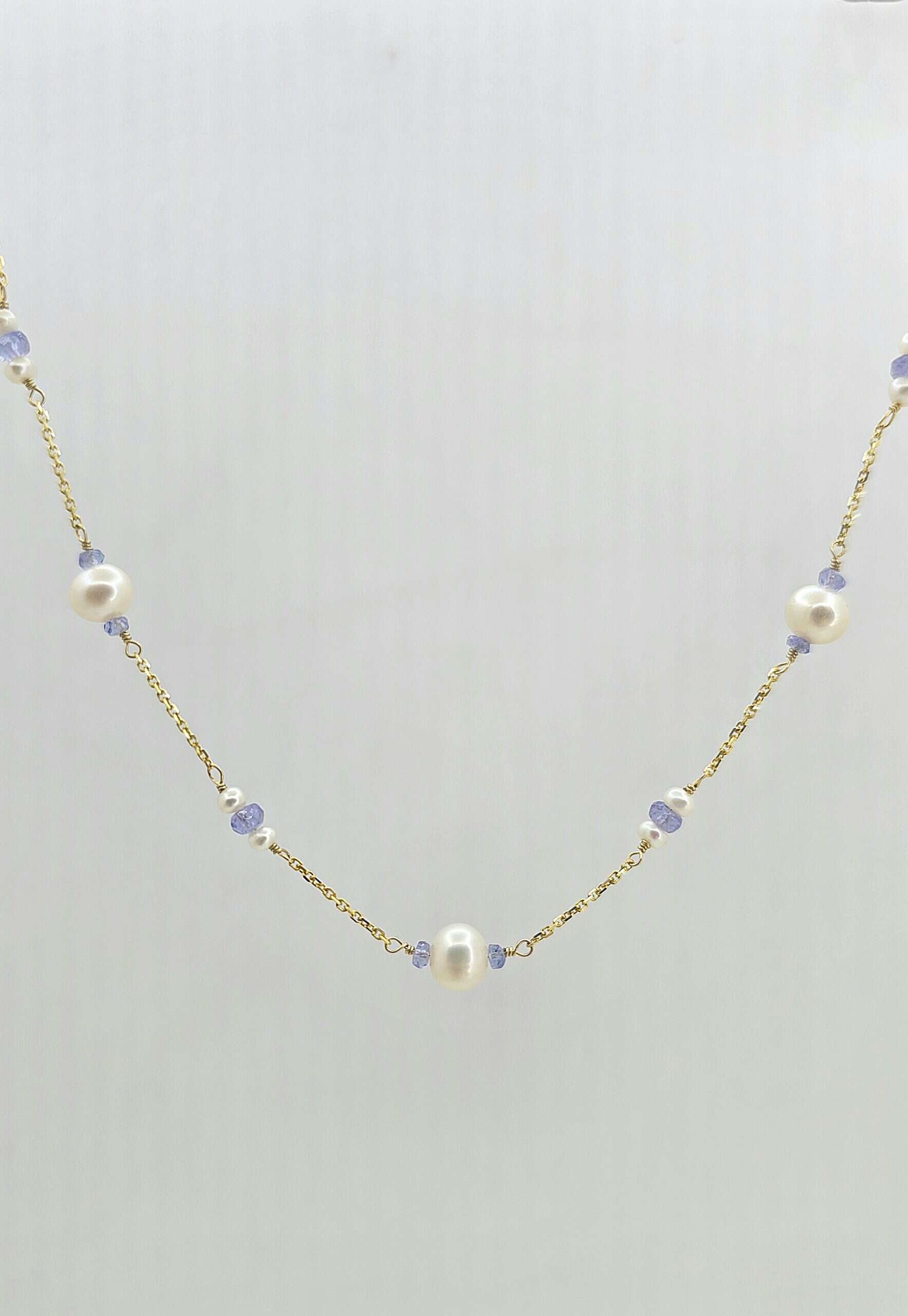 14k Pearl and Tanzanite Choker