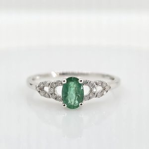 14k .41ct Emerald and Diamond Ring