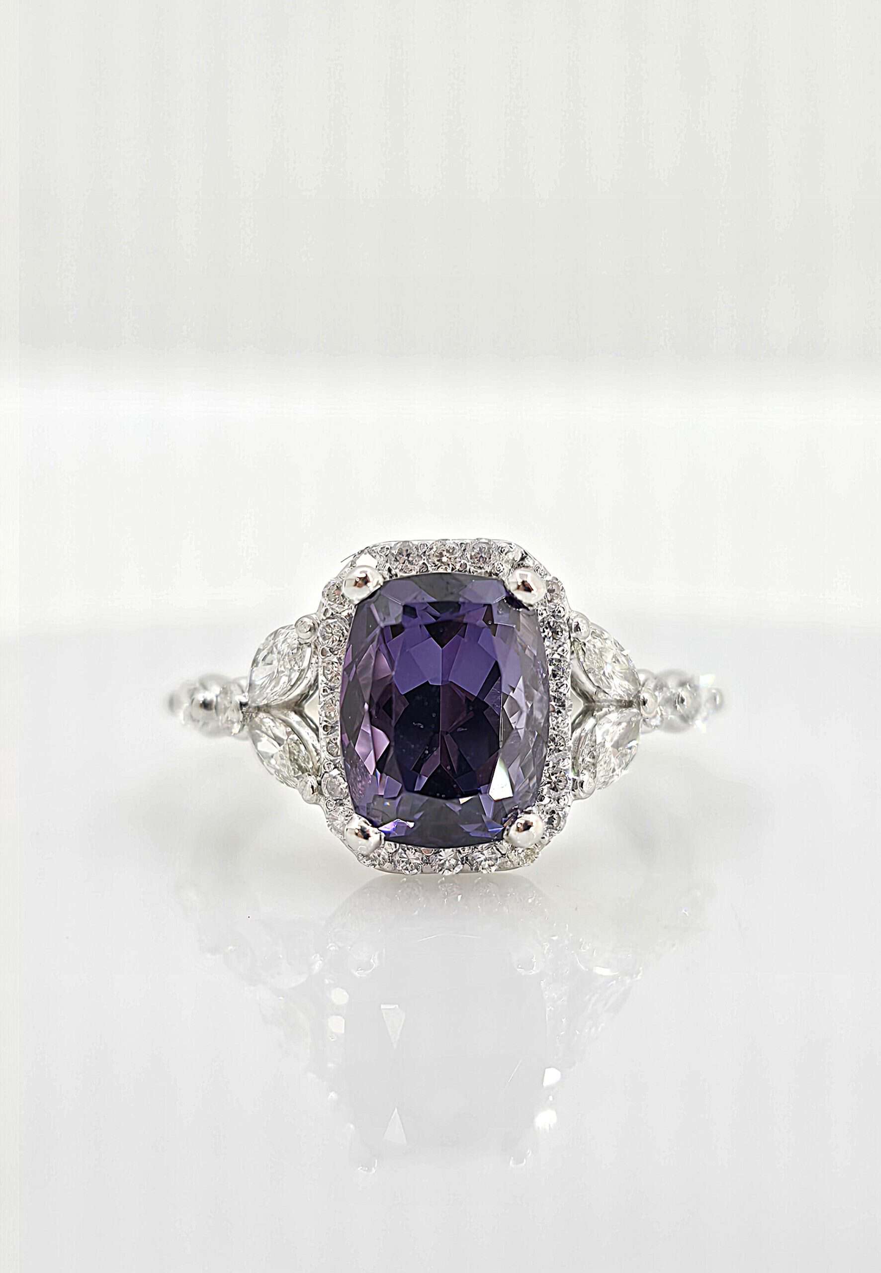 Custom Platinum 2.6ct Spinel and Diamond Ring