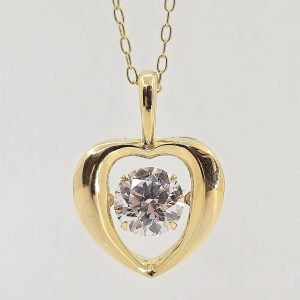Gold Plated Sterling Silver 1ct Lab Grown Diamond Heart Movement Necklace