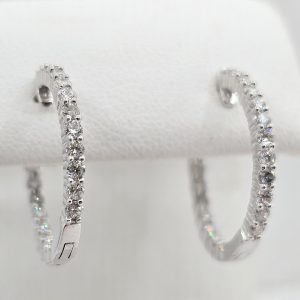 Sterling Silver 1ctw Lab Grown Diamond In/Out Hoops