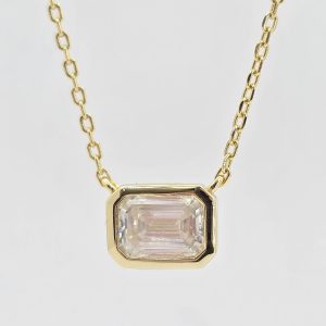 Sterling Silver Gold Plated .85ct Moissanite Necklace