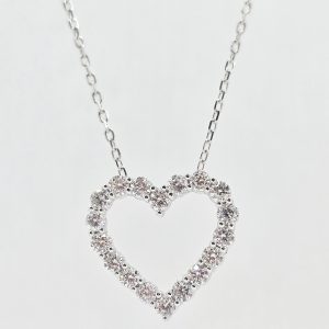 Sterling Silver 1ctw Lab Grown Diamond Heart Necklace
