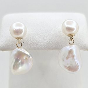 14k Baroque Pearl Earrings