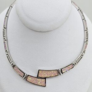 Sterling Silver Pink Opal Necklace