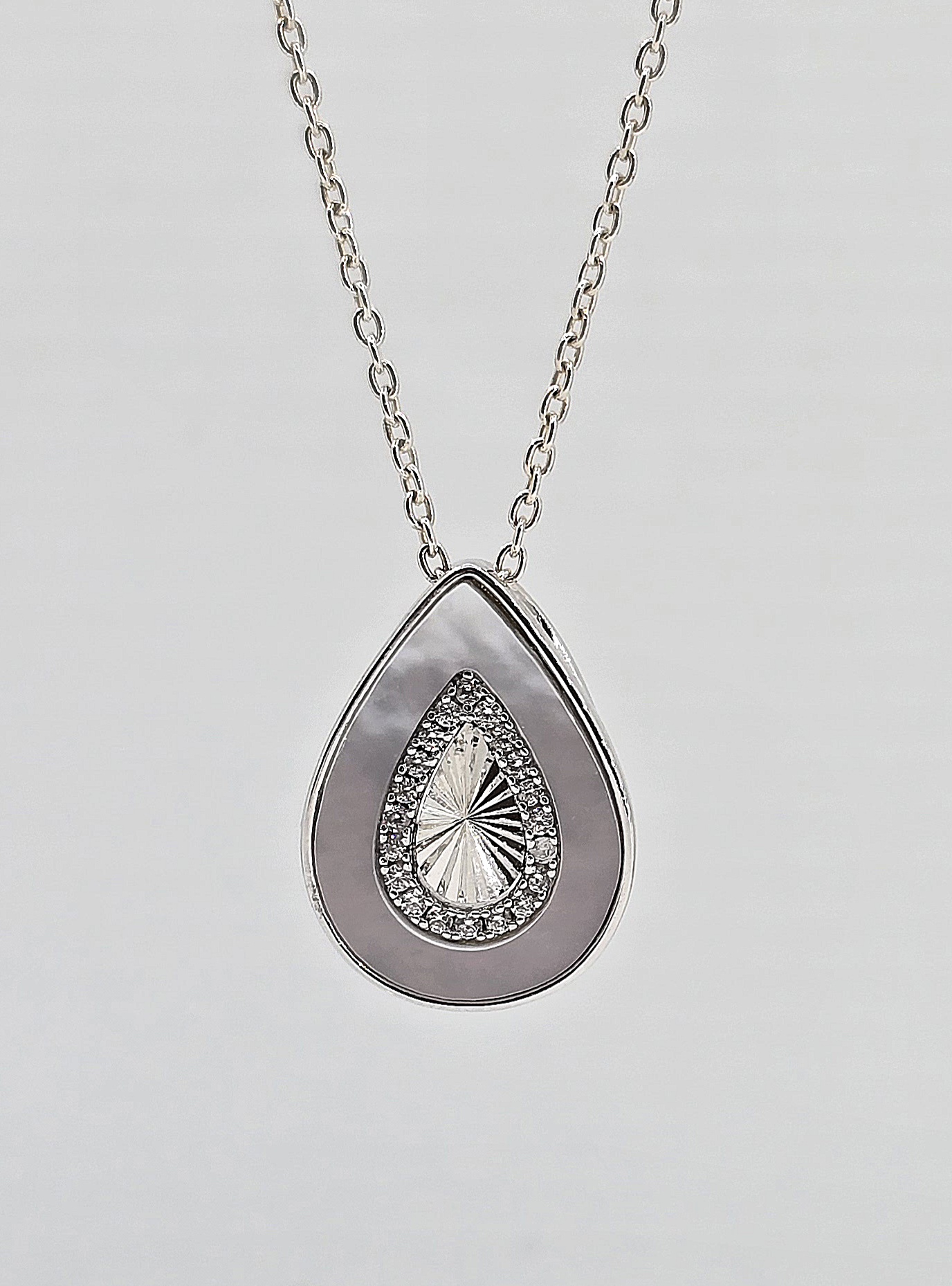 Sterling Silver Mother Of Pearl Drop Neckalce