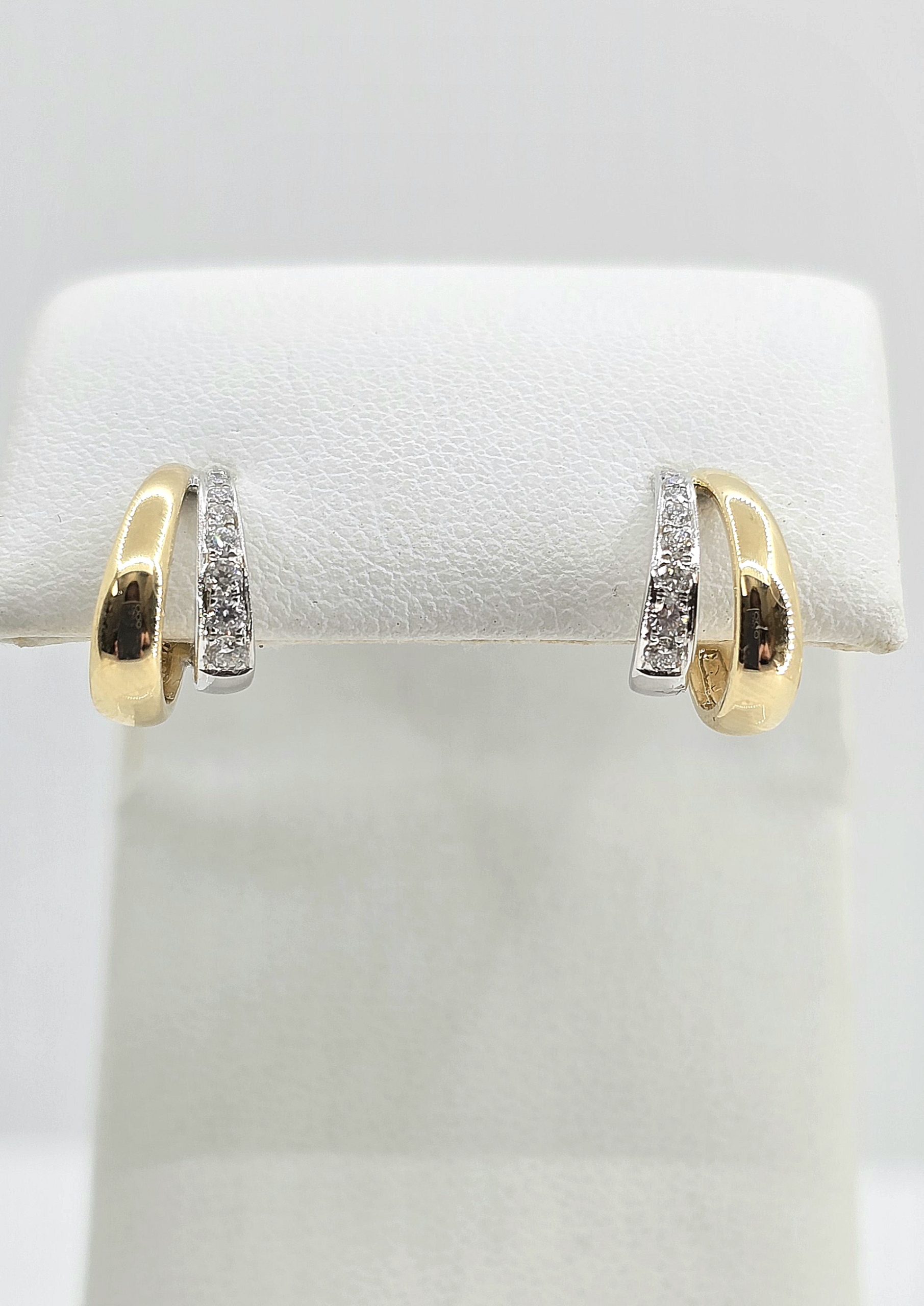 14k Two Tone .19ctw Diamond ‘J’ Earrings