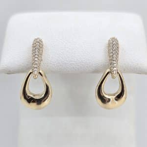 14k .26ctw Pave Diamond Drop Earrings