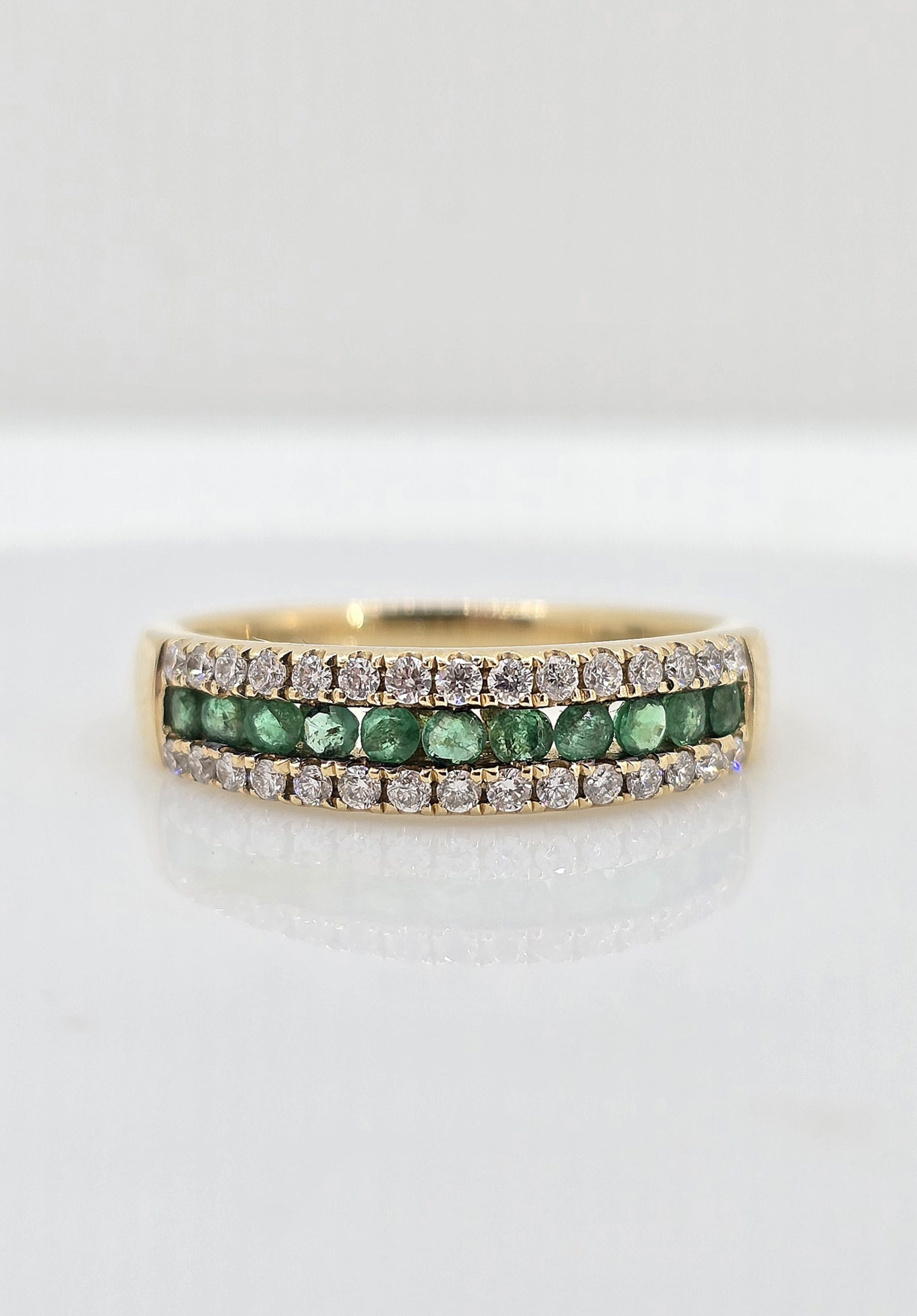 14k Emerald and Diamond Band