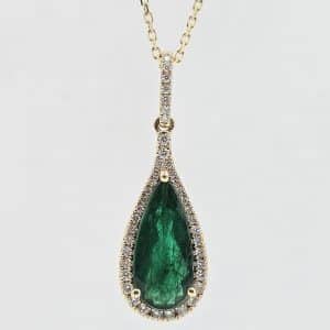 14k 2.02ct Emerald Drop Necklace