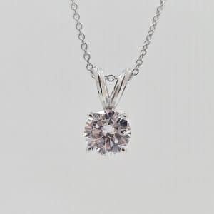 14k White 1ctw  Lab Grown Diamond Solitaire Necklace