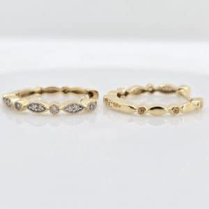 10k Milgrain .14ctw Diamond Hoops