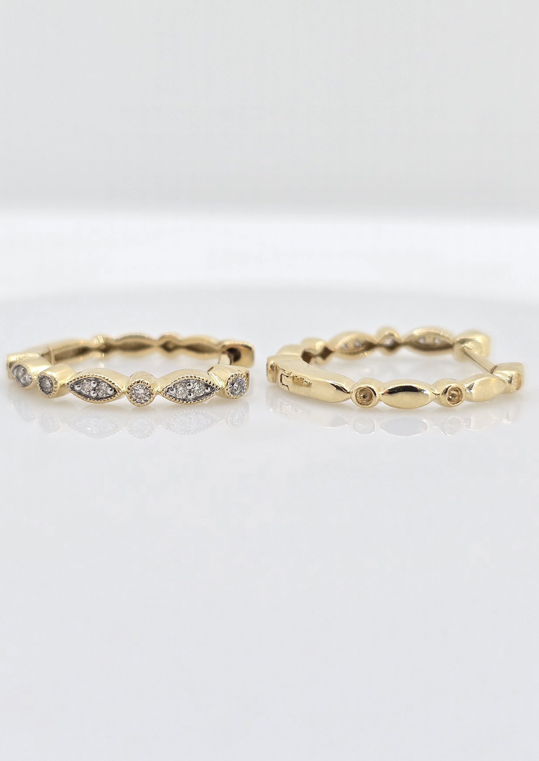 10k Milgrain .14ctw Diamond Hoops