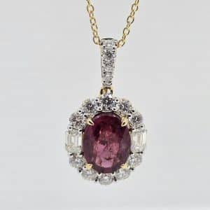 18k 1.51ct Ruby And Diamond Halo Necklace