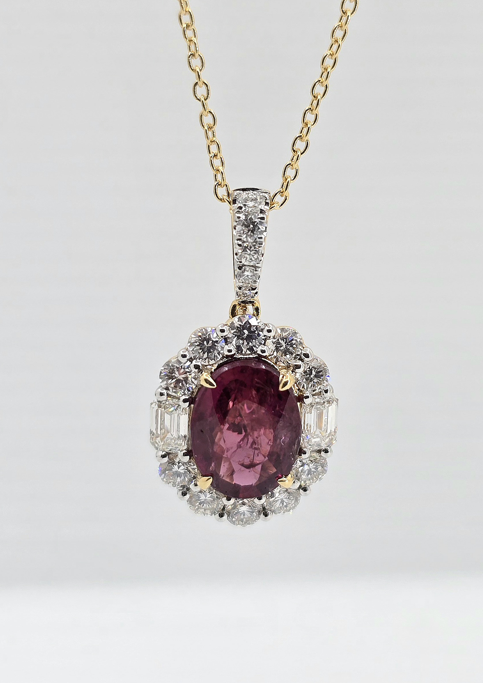 18k 1.51ct Ruby And Diamond Halo Necklace