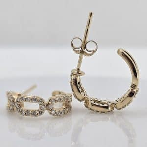 14k .25ctw Diamond Paperclip Huggies